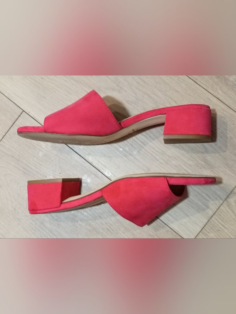 Cole Haan Calli Block Heel Slide in Geranium Suede 8.5 - Picture 6 of 6